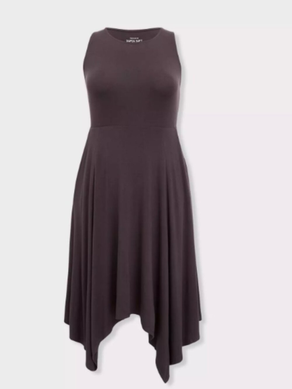 Torrid Super Soft Knit Handkerchief Hem Sleeveless Dress Gray 0 - Picture 2 of 15